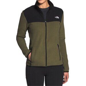 Women's The North Face TKA Glacier Full-Zip Fleece Jacket Olive Green Black L
